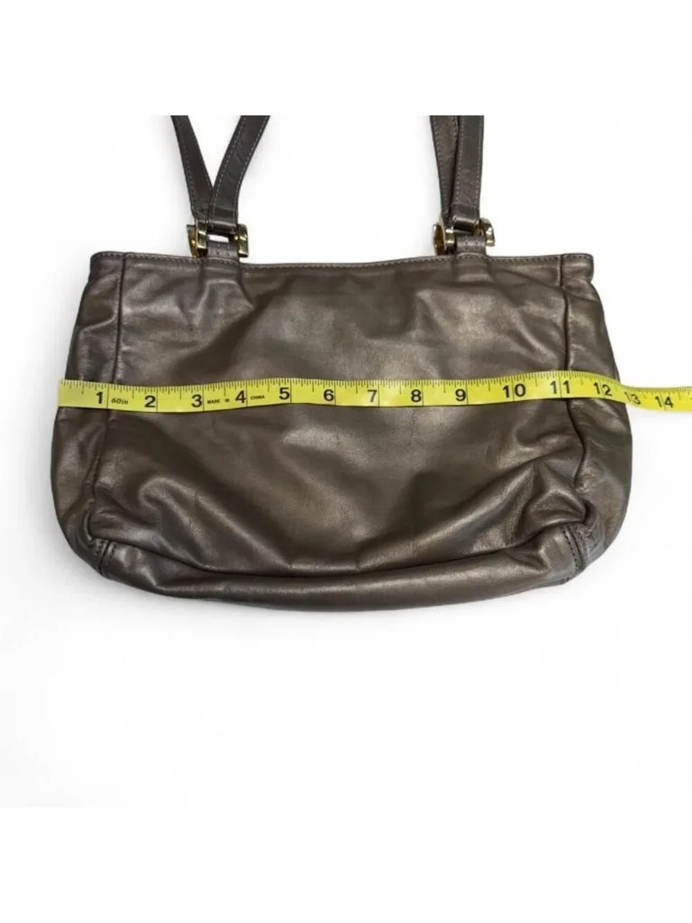 SAS Leather Hand Shoulder Bag Gray Made in USA Classic Casual Multi Compartment